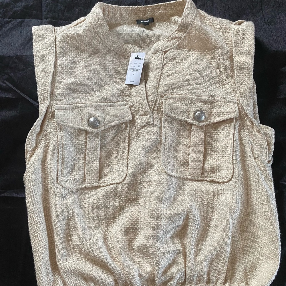 Express Cream Sleeveless Top